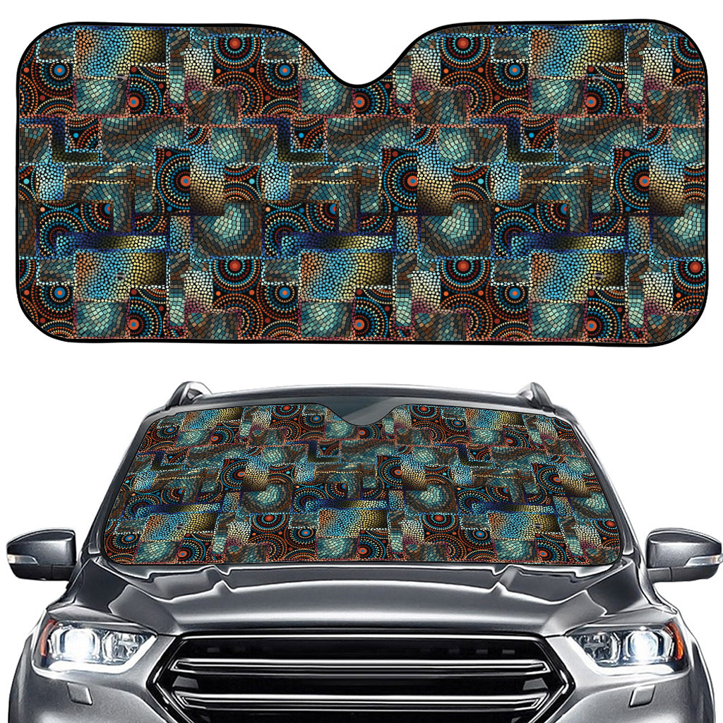 Mosaic Patchwork Pattern Print Car Windshield Sun Shade