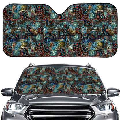 Mosaic Patchwork Pattern Print Car Windshield Sun Shade