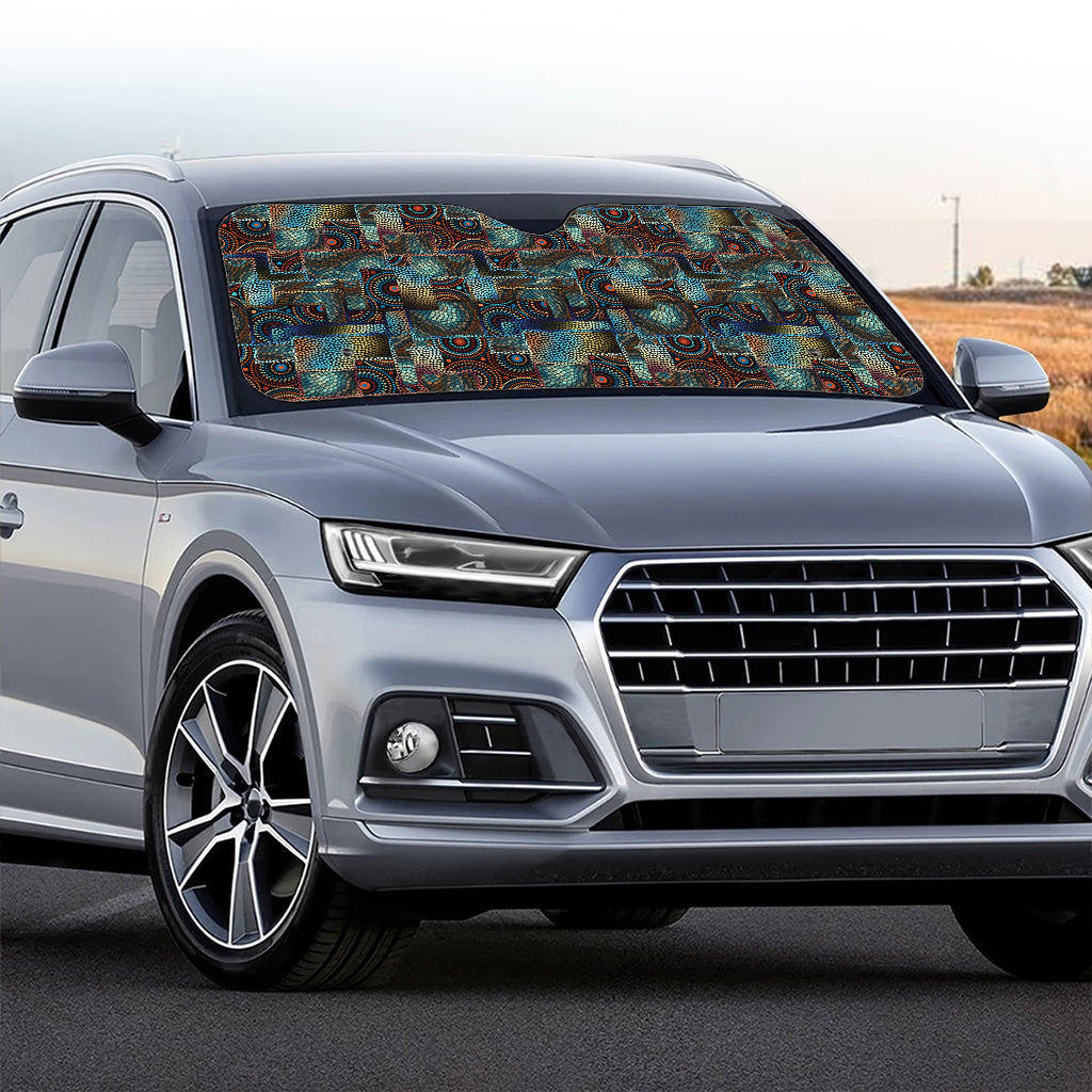Mosaic Patchwork Pattern Print Car Windshield Sun Shade