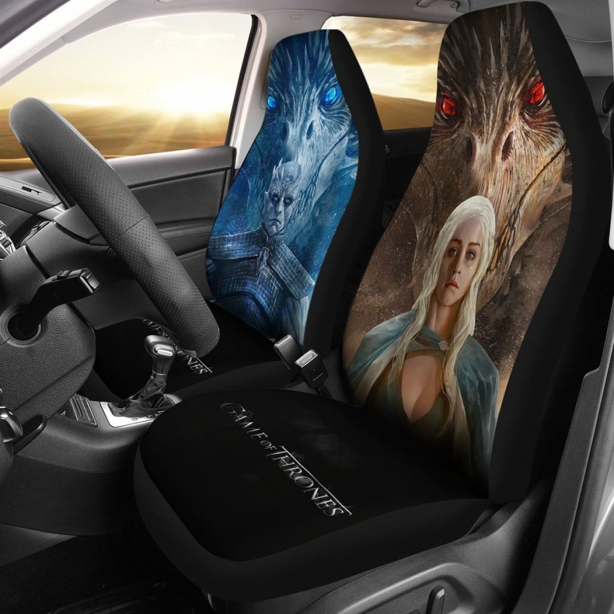 Mother Dragon Vs Night King Car Seat Covers For Fan Game Of Thrones Lt04 Universal Fit 225721