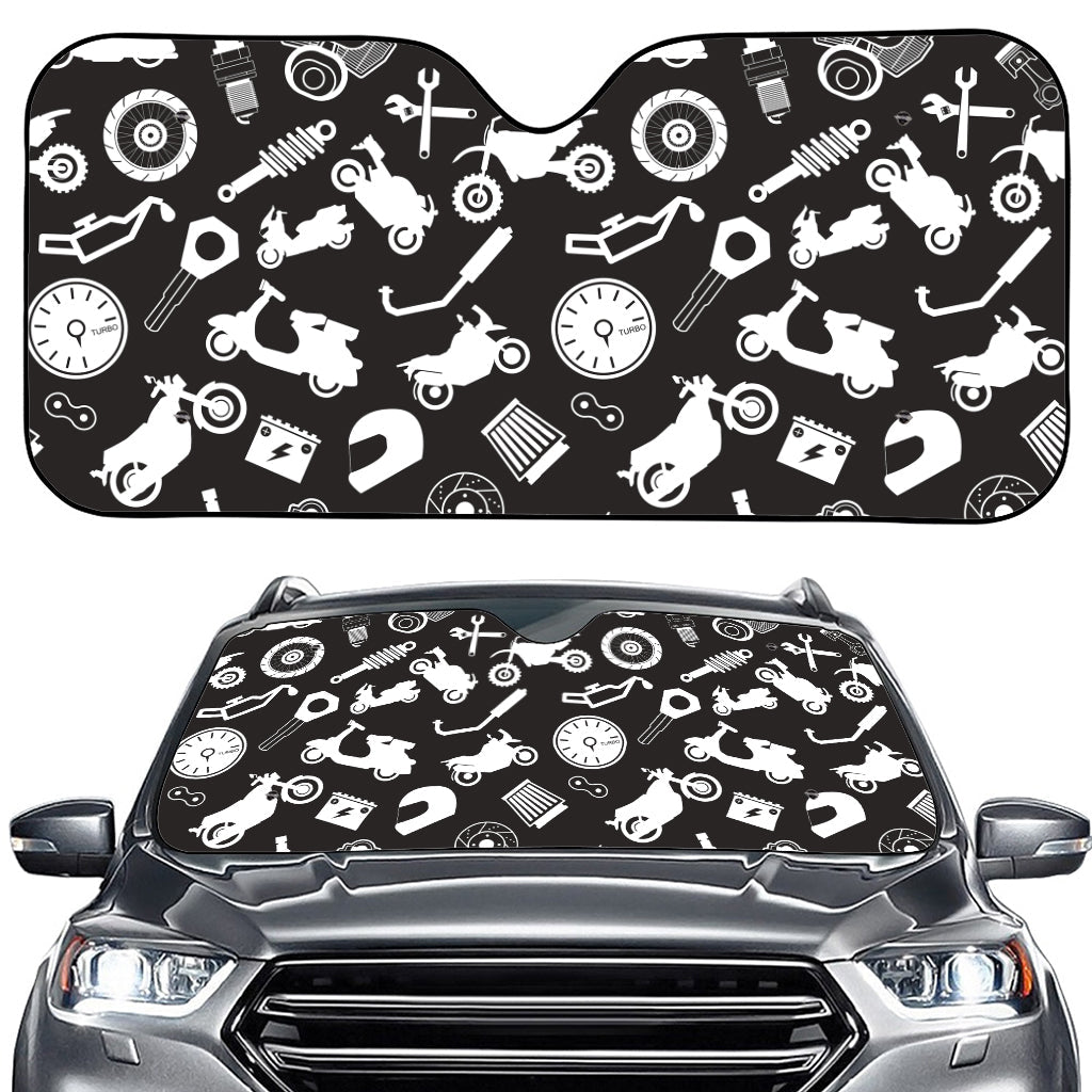 Motorcycle Equipment Pattern Print Car Windshield Sun Shade