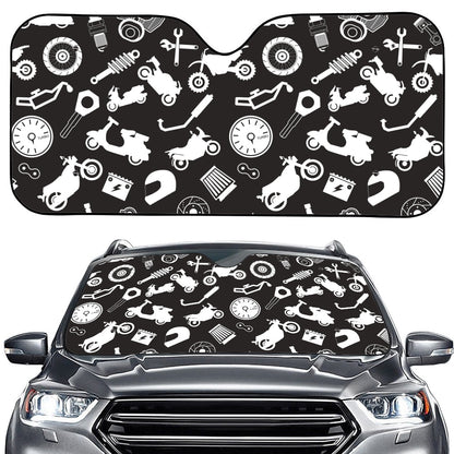 Motorcycle Equipment Pattern Print Car Windshield Sun Shade