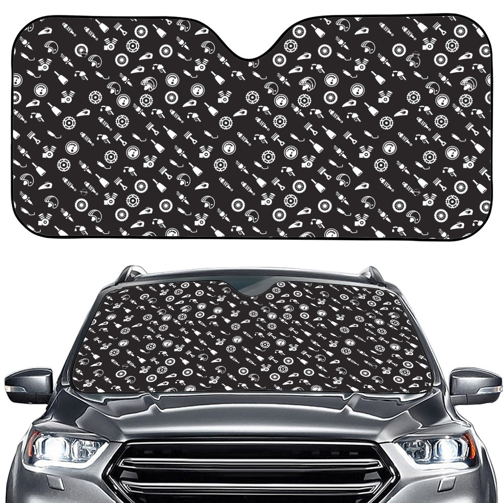 Motorcycle Parts Pattern Print Car Windshield Sun Shade
