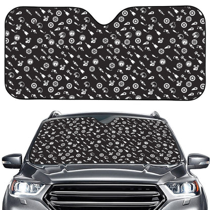 Motorcycle Parts Pattern Print Car Windshield Sun Shade