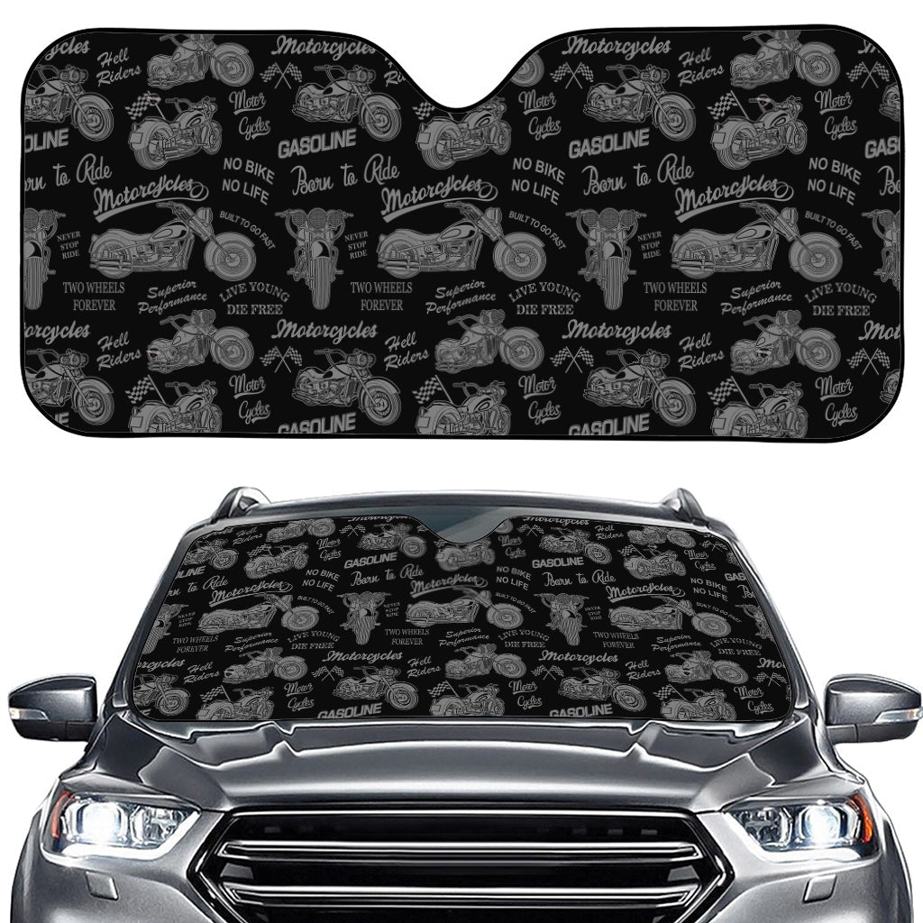 Motorcycle Quote Pattern Print Car Windshield Sun Shade