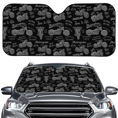 Motorcycle Quote Pattern Print Car Windshield Sun Shade