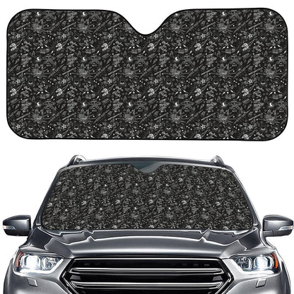 Motorcycle Words Pattern Print Car Windshield Sun Shade