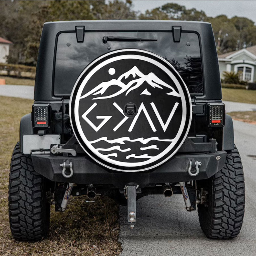 Mountain God is Greater Than The Highs And Lows Car Spare Tire Cover