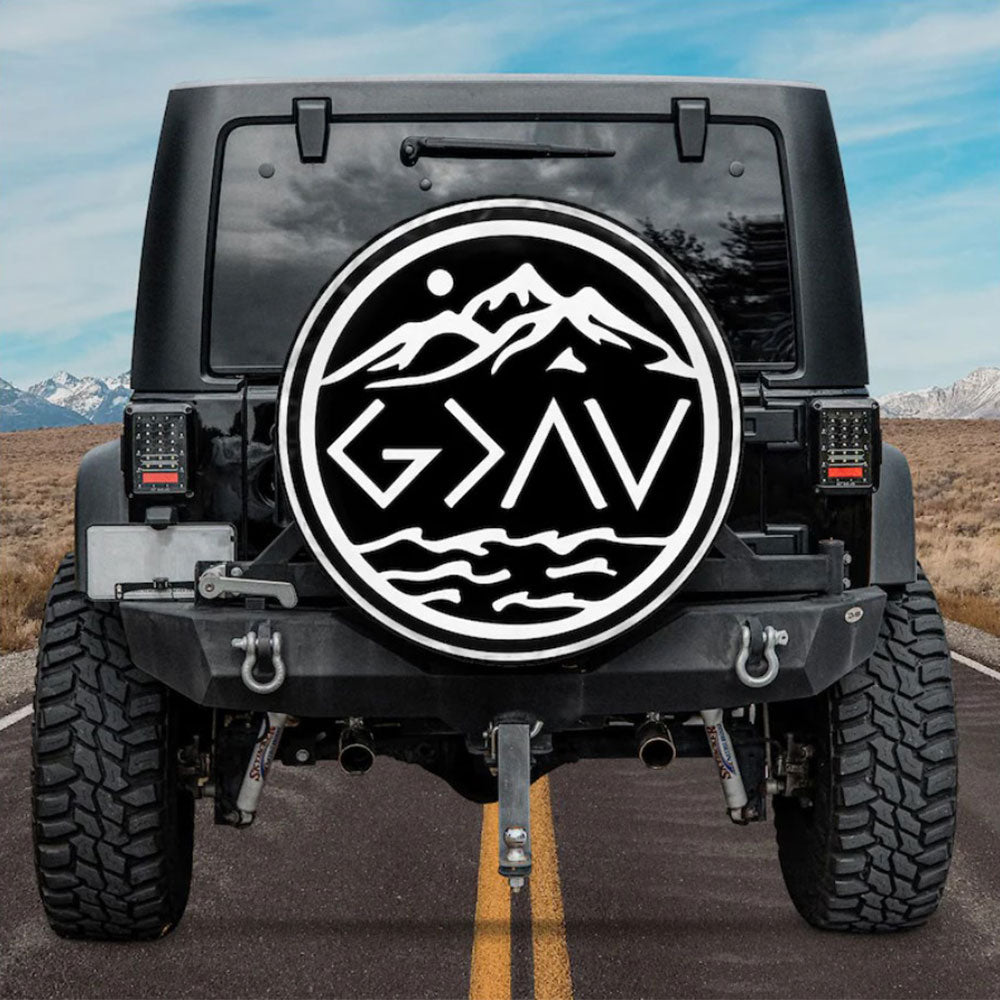 Mountain God is Greater Than The Highs And Lows Car Spare Tire Cover
