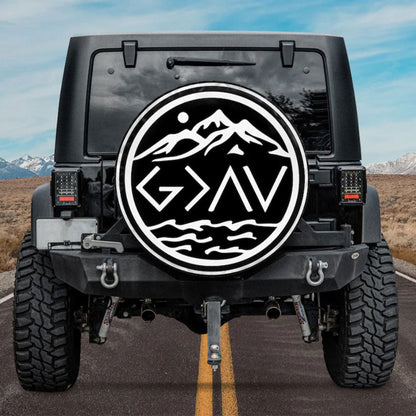 Mountain God is Greater Than The Highs And Lows Car Spare Tire Cover