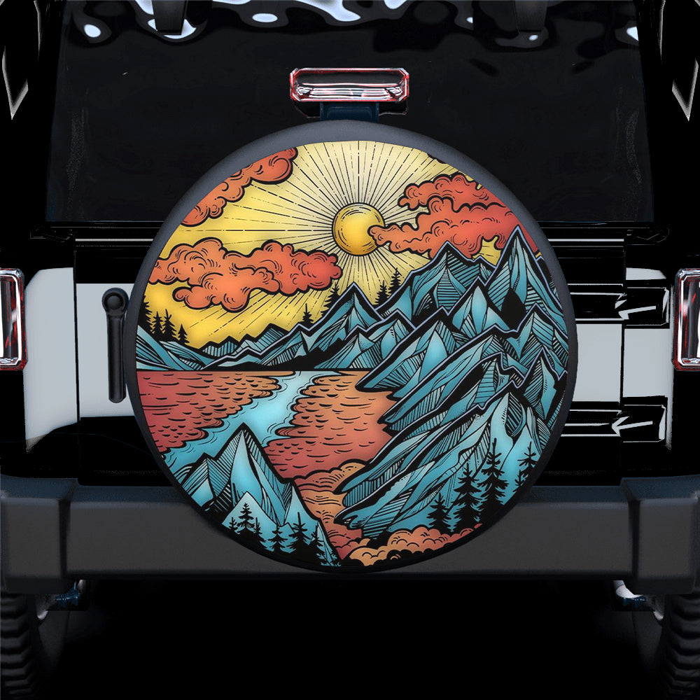 Mountain Is Calling Art Jeep Car Spare Tire Cover