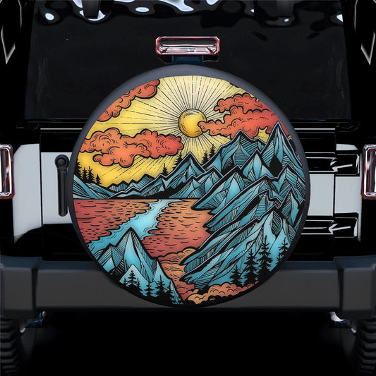 Mountain Is Calling Art Jeep Car Spare Tire Cover