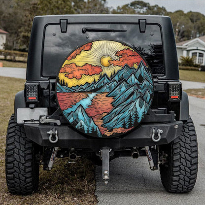 Mountain Is Calling Art Jeep Car Spare Tire Cover