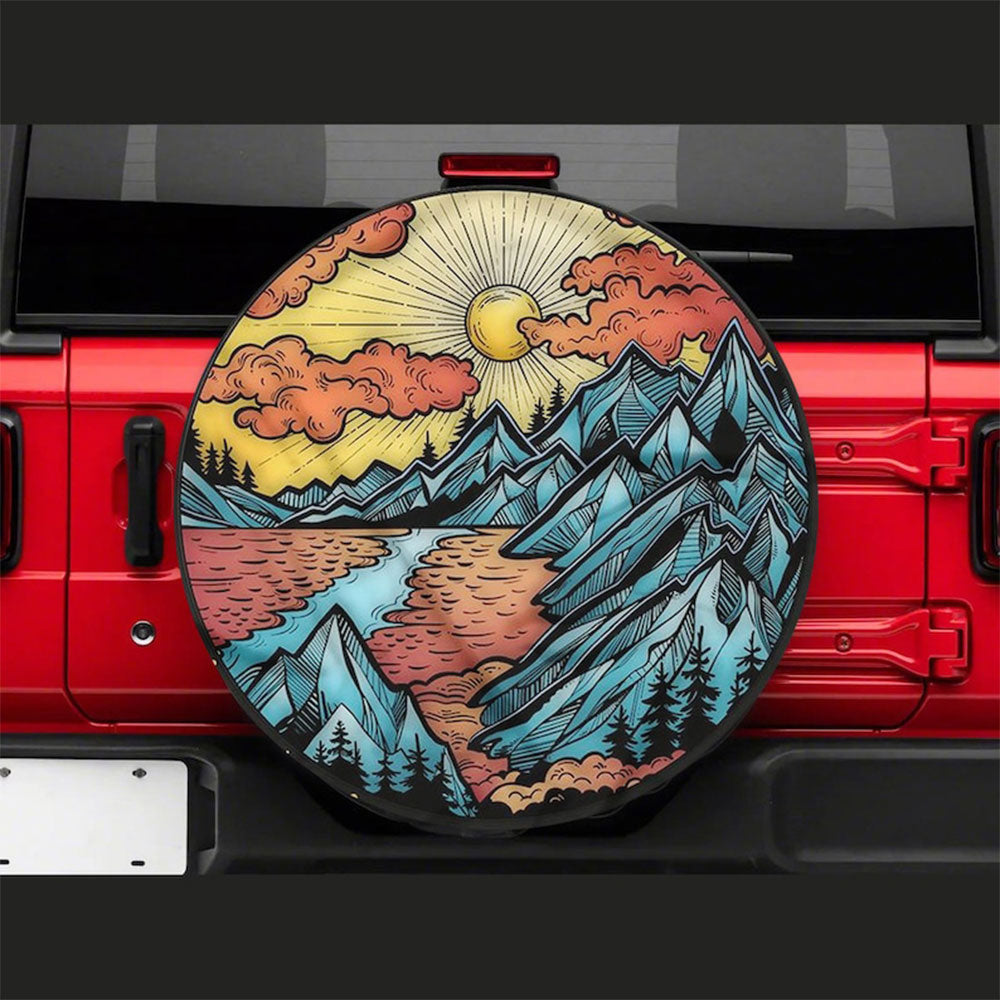Mountain Is Calling Art Jeep Car Spare Tire Cover