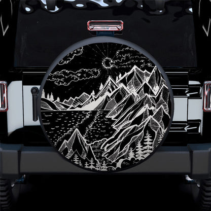Mountain Site, Galaxy Night Sky Car Spare Tire Cover