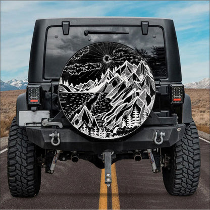 Mountain Site, Galaxy Night Sky Car Spare Tire Cover
