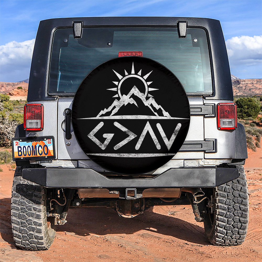 Mountain Site Sun God is Greater Than the Highs and Lows Car Spare Tire Cover