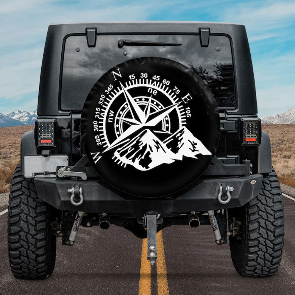 Moutains Lovers Compass Camping Truck Car Spare Tire Cover
