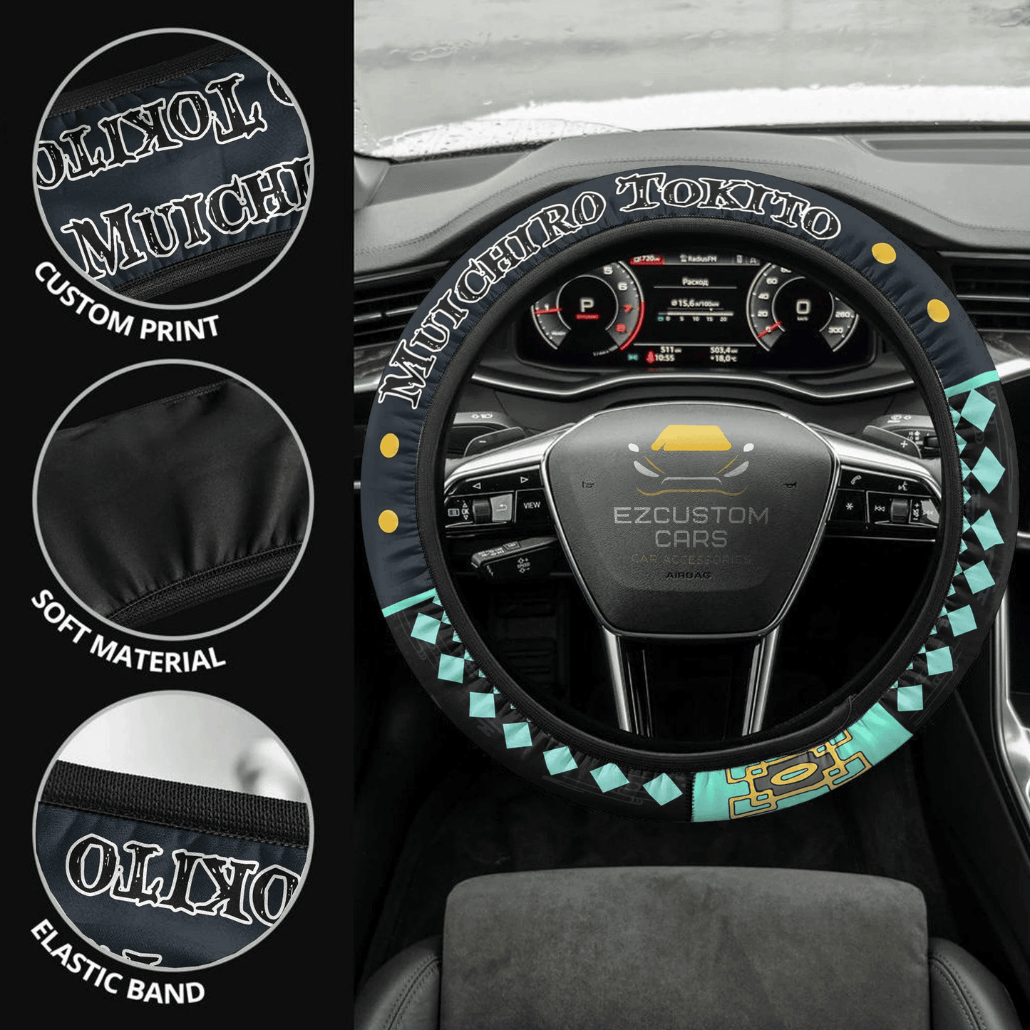 Muichiro Tokito Anime Steering Wheel Cover Custom Anime Demon Slayer Car Accessories