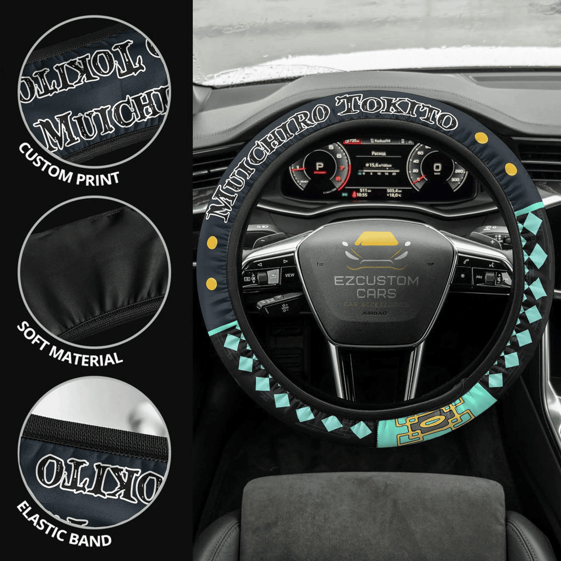 Muichiro Tokito Anime Steering Wheel Cover Custom Anime Demon Slayer Car Accessories