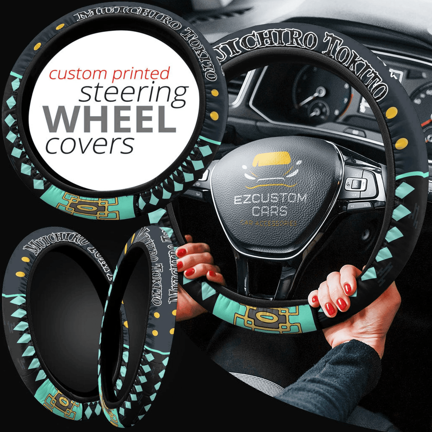 Muichiro Tokito Anime Steering Wheel Cover Custom Anime Demon Slayer Car Accessories