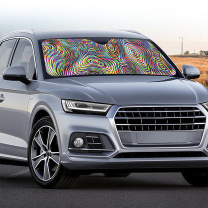 Multicolor Psychedelic Print Car Windshield Sun Shade