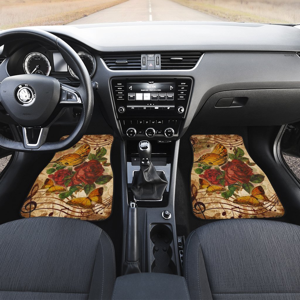 Music Note Butterfly Car Floor Mats Custom Red Rose Car Accessories