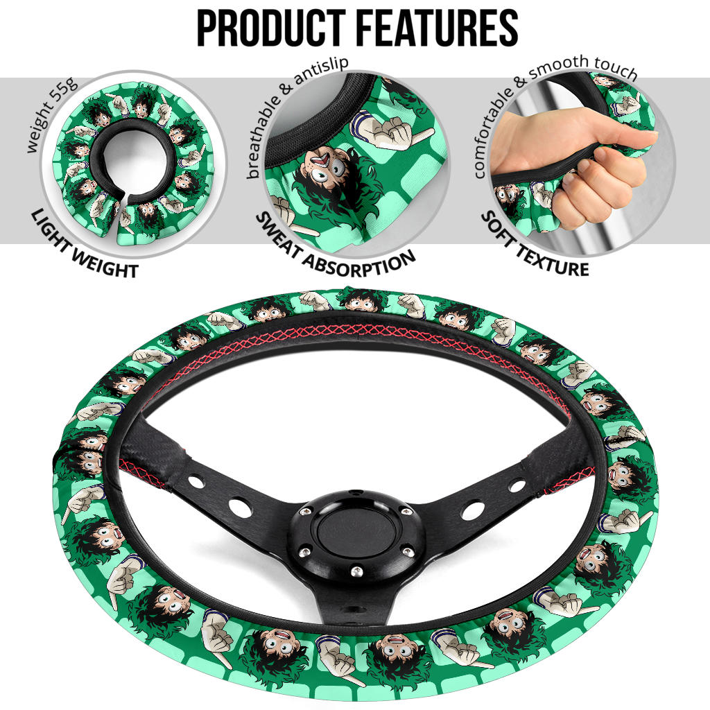My Hero Academia Izuku Midoriya Glove Anime Premium Custom Car Steering Wheel Cover