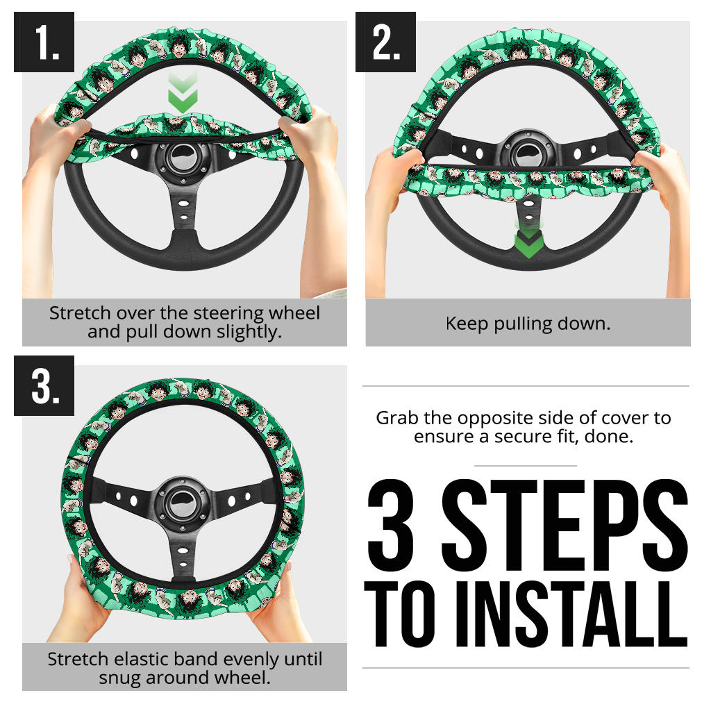 My Hero Academia Izuku Midoriya Glove Anime Premium Custom Car Steering Wheel Cover