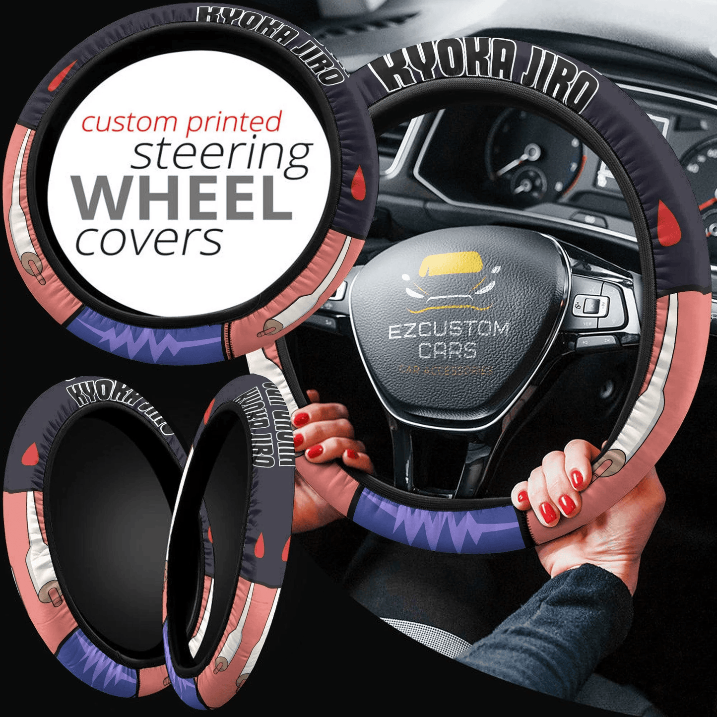 My Hero Academia Kyoka Jiro Anime Steering Wheel Cover Custom Anime Car Accessories