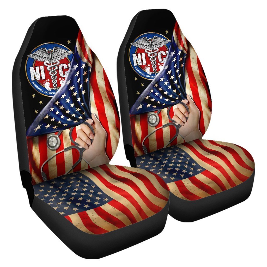 NICU Nurse Car Seat Covers Custom American Flag Car Accessories For NICU Nurse