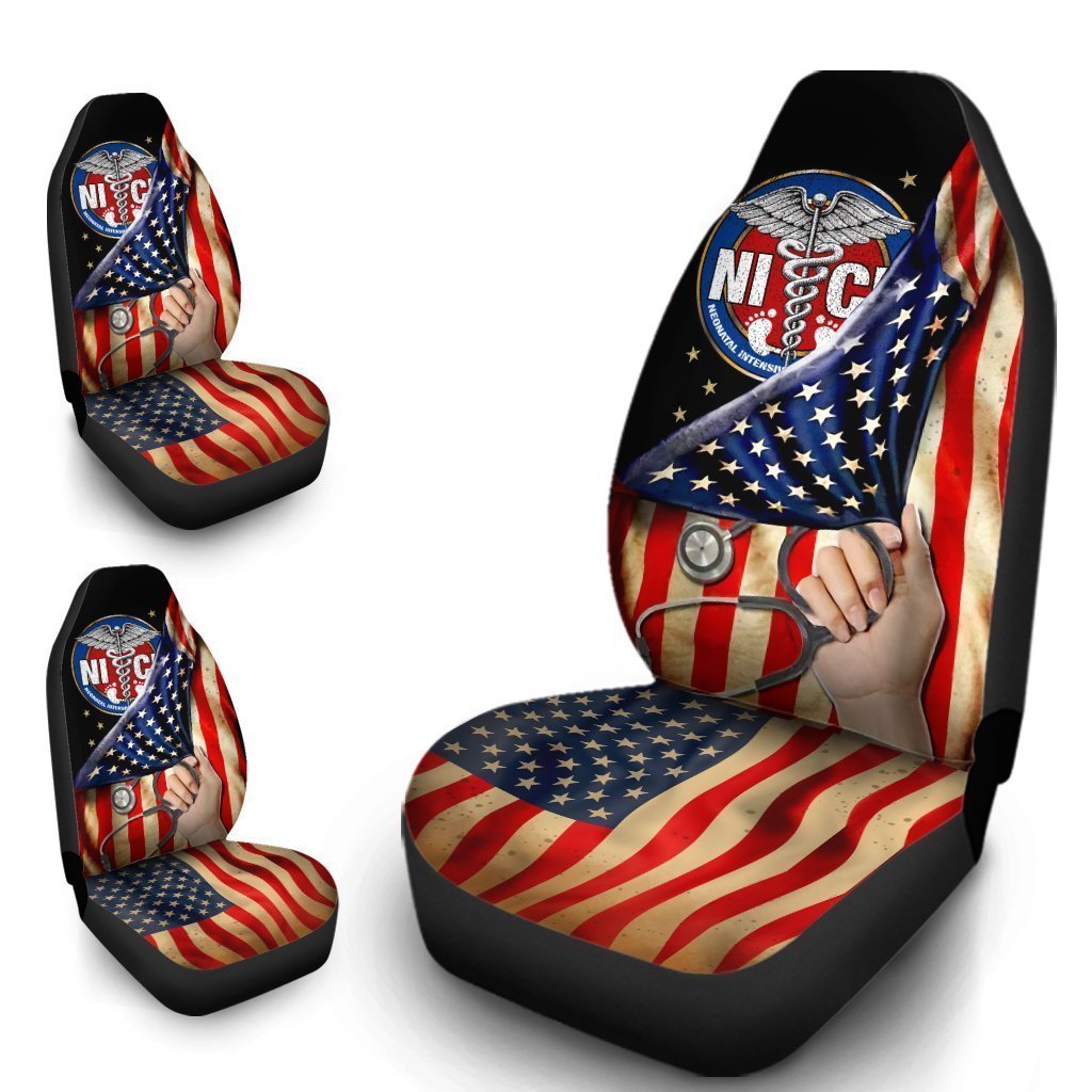 NICU Nurse Car Seat Covers Custom American Flag Car Accessories For NICU Nurse