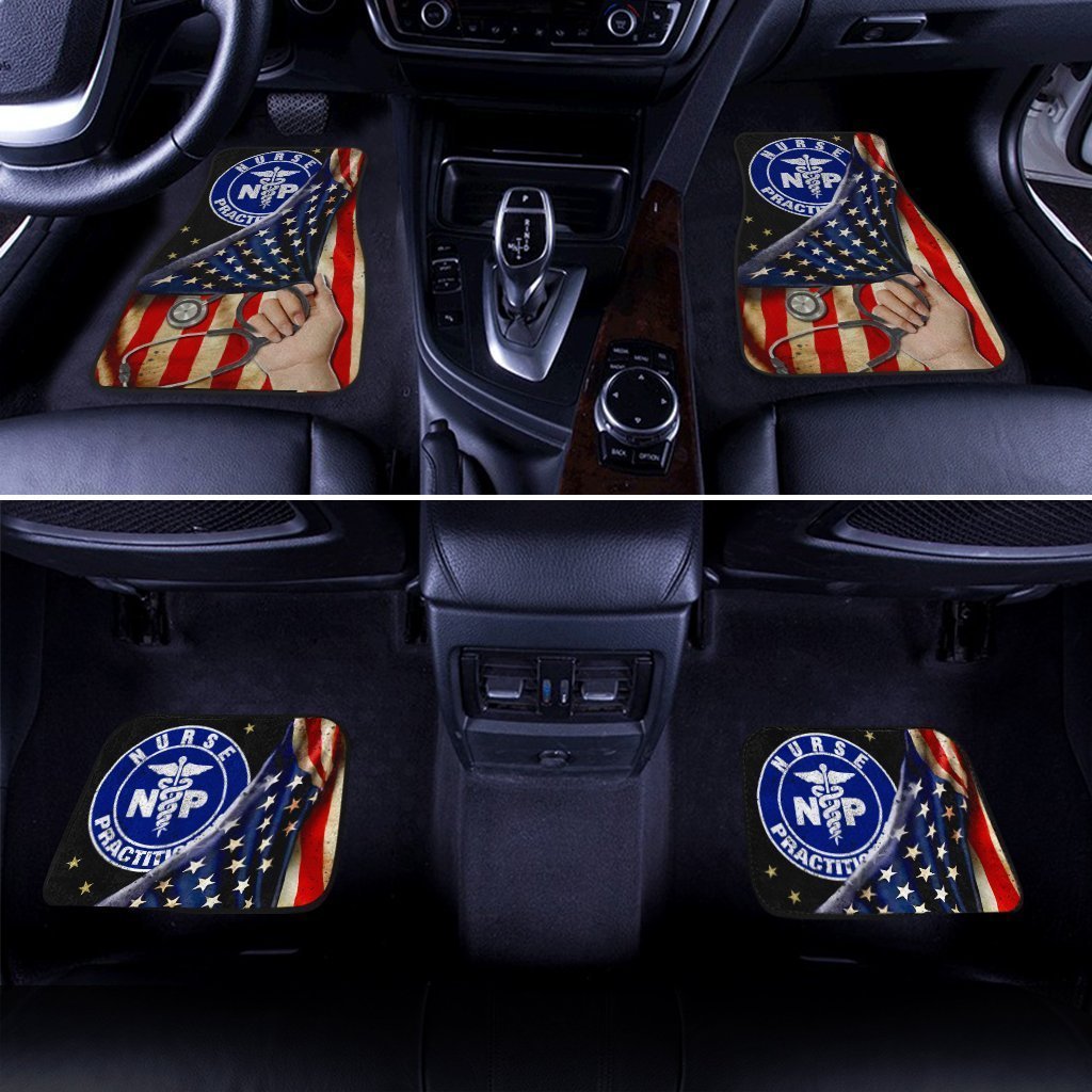 NP Nurse Car Floor Mats Custom American Flag Car Accessories Gift Idea For NP Nurse