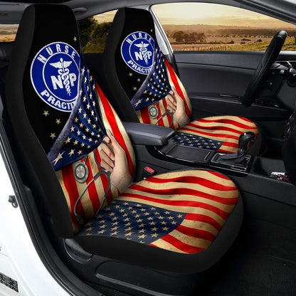 NP Nurse Car Seat Covers Custom American Flag Car Accessories