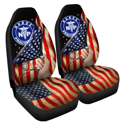NP Nurse Car Seat Covers Custom American Flag Car Accessories
