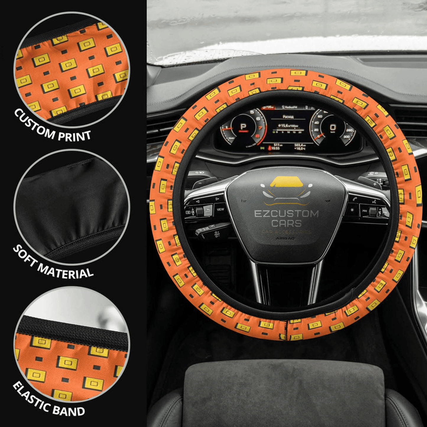 Narancia Patterns Anime Steering Wheel Cover Custom Jojo Bizzare Adventure Anime Car Accessories