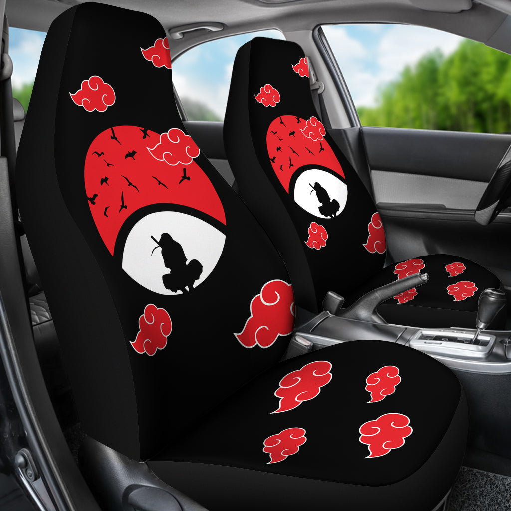 Naruto Anime Car Seat Covers - Itachi Moon Sitting Uchiha Symbol Akatsuki Cloud Seat Covers Ci101601