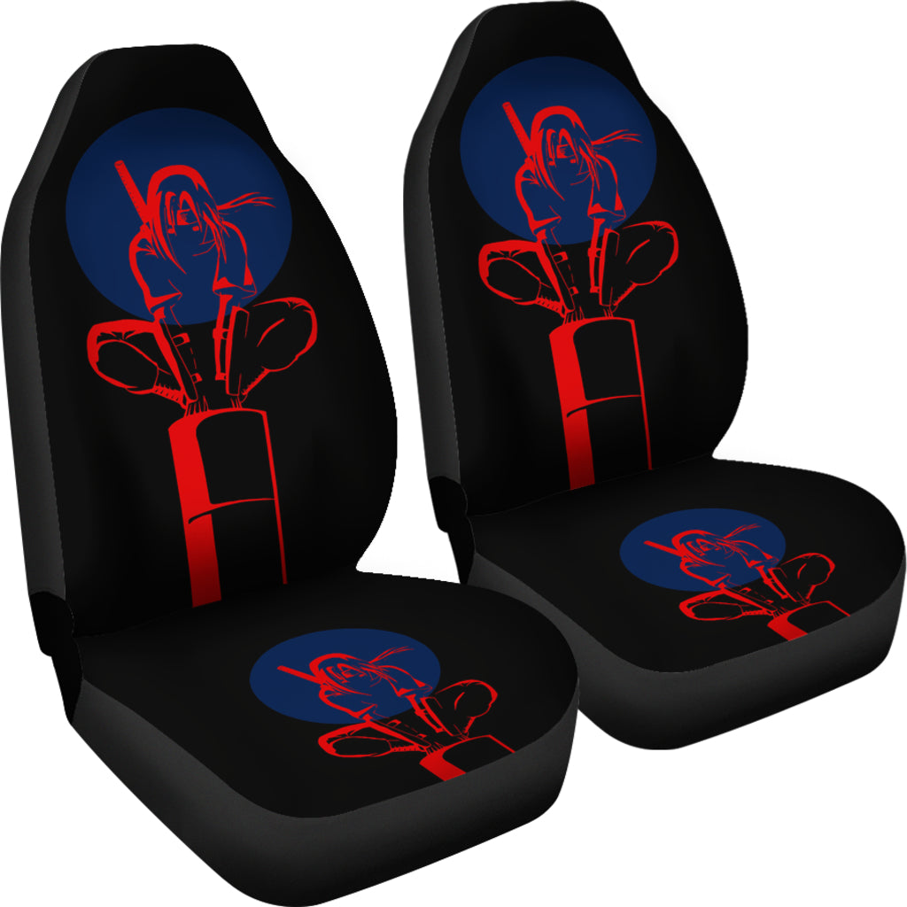 Naruto Anime Car Seat Covers - Uchiha Itachi Sitting Minimalist Red Artwork Seat Covers Ci101603