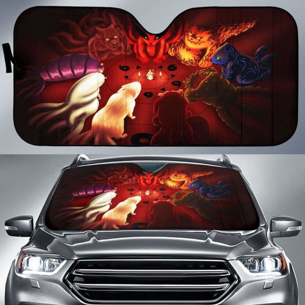Naruto Beasts Car Auto Sun Shades Universal Fit 051312