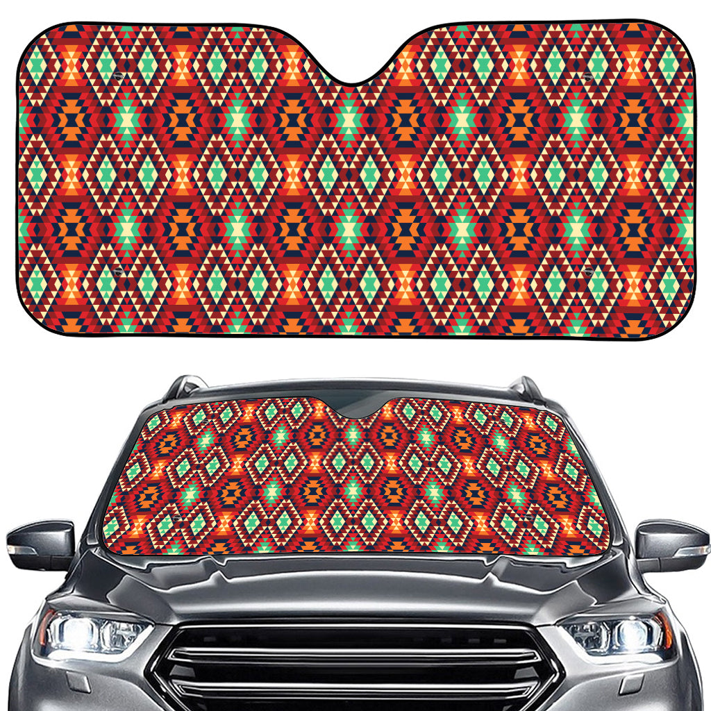 Native American Geometric Pattern Print Car Windshield Sun Shade