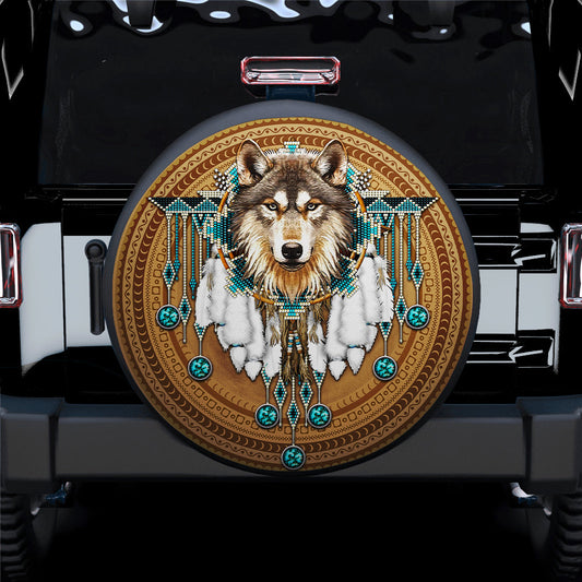 Native American, Native Tribe Wolf Jeep Car Spare Tire Cover
