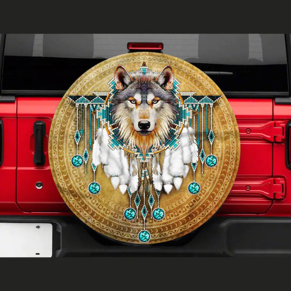 Native American, Native Tribe Wolf Jeep Car Spare Tire Cover