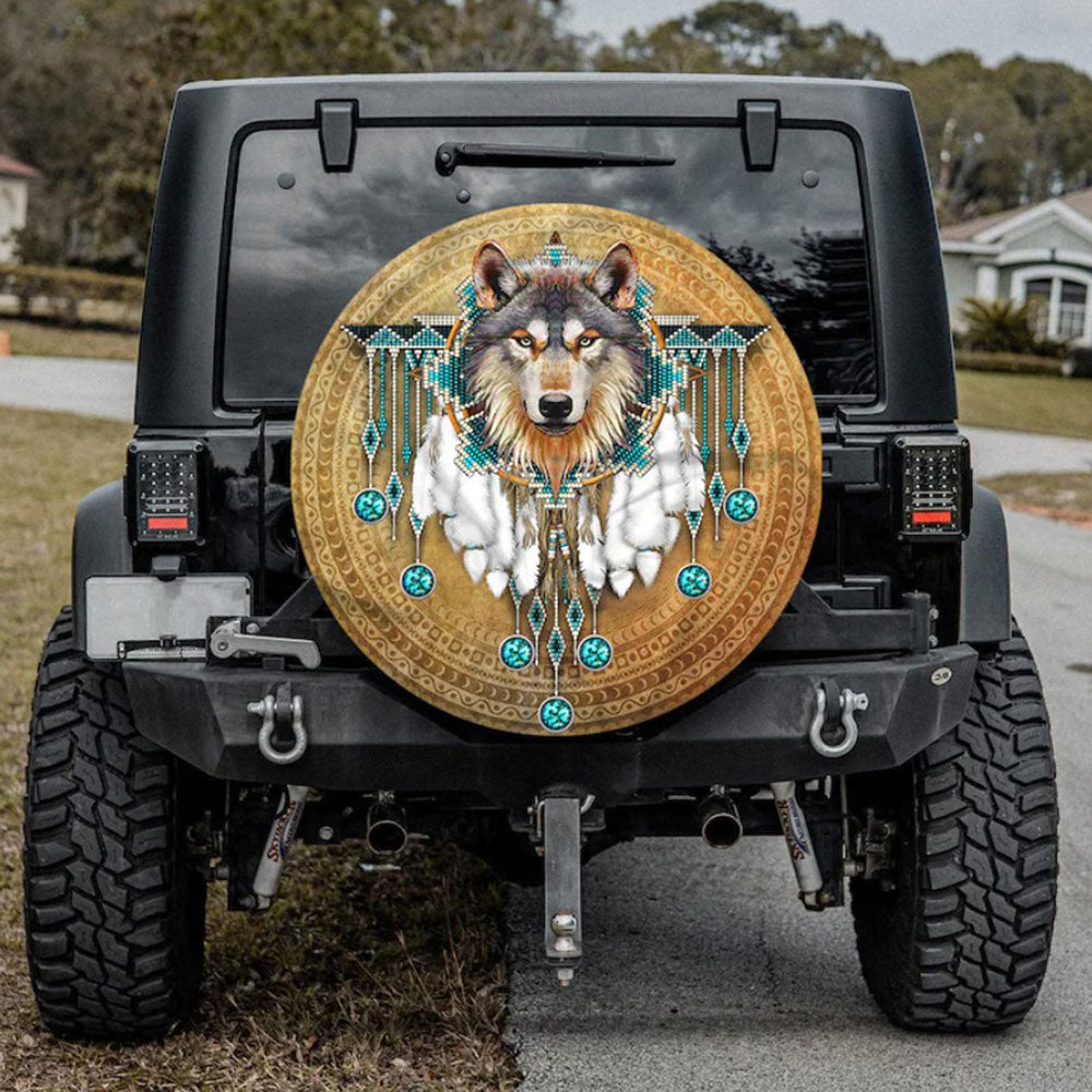 Native American, Native Tribe Wolf Jeep Car Spare Tire Cover