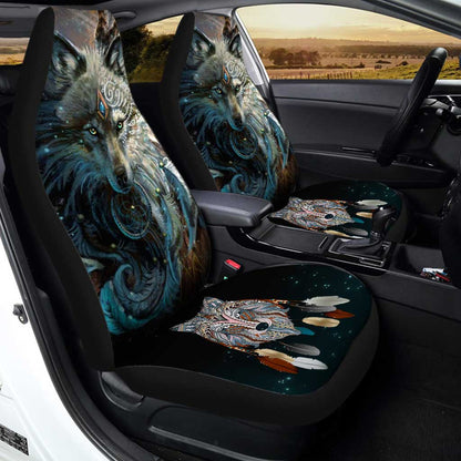 Native American Wolf Dreamcatcher Car Seat Covers Set Of 2
