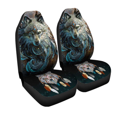 Native American Wolf Dreamcatcher Car Seat Covers Set Of 2