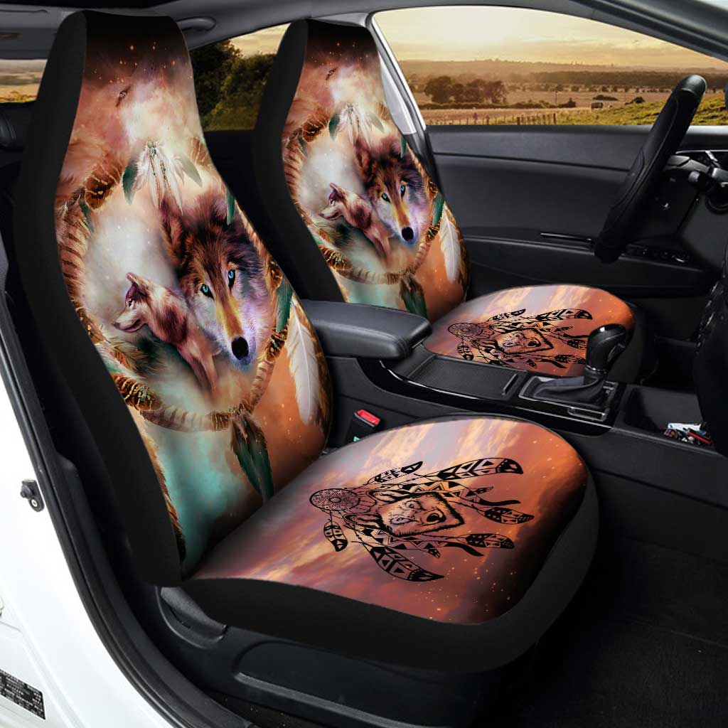 Native American Wolf Dreamcatcher Custom Car Seat Covers Set Of 2