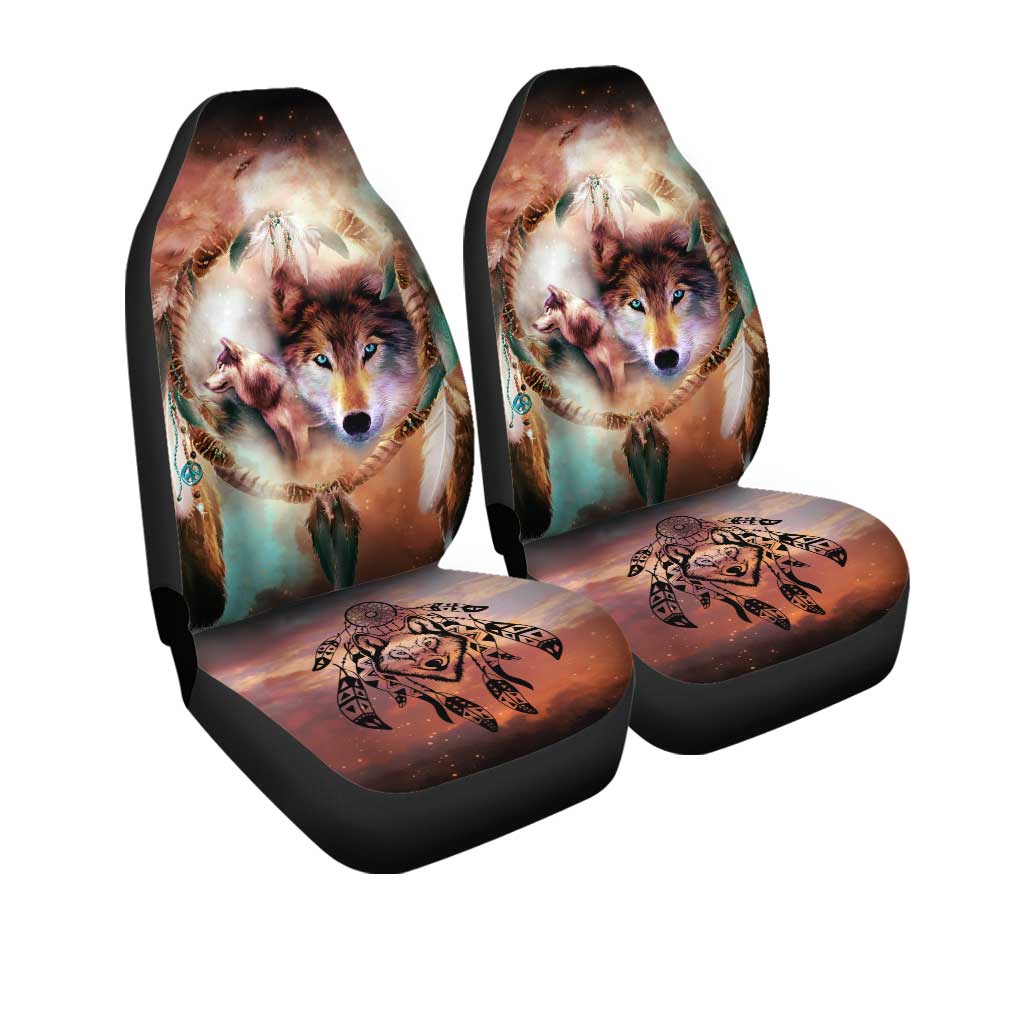 Native American Wolf Dreamcatcher Custom Car Seat Covers Set Of 2