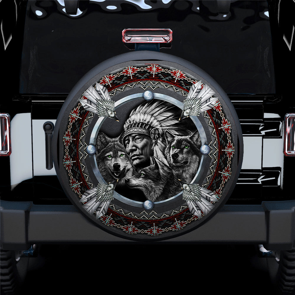 Native American Wolf Jeep Car Spare Tire Cover
