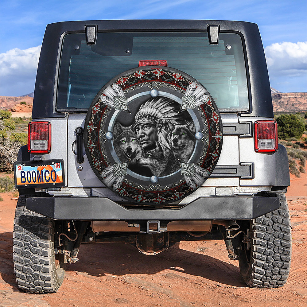Native American Wolf Jeep Car Spare Tire Cover