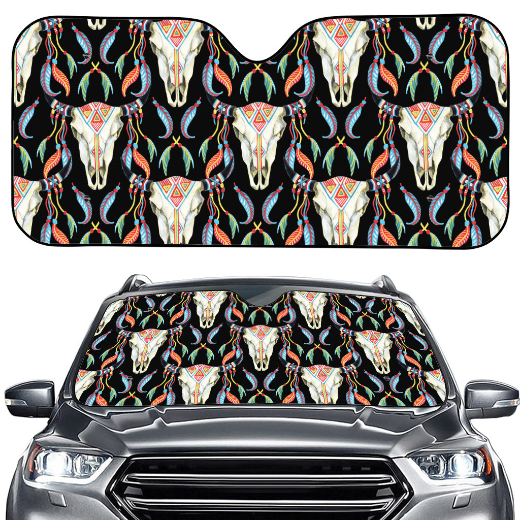 Native Buffalo Pattern Print Car Windshield Sun Shade